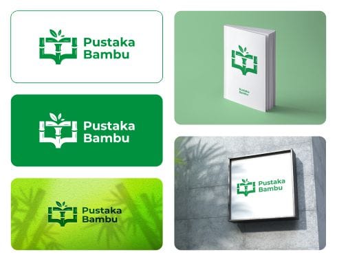 desain logo pustaka bambu